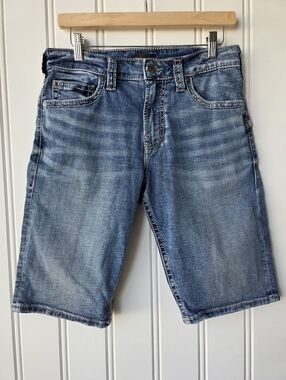 Silver Jeans Zac Shorts Denim Mid Rise Relaxed Fit Mens Size 29